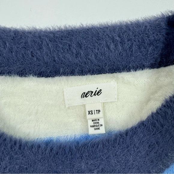 NWOT Aerie Flurry Crewneck Striped Sweater Blue Yellow - Picture 6 of 8
